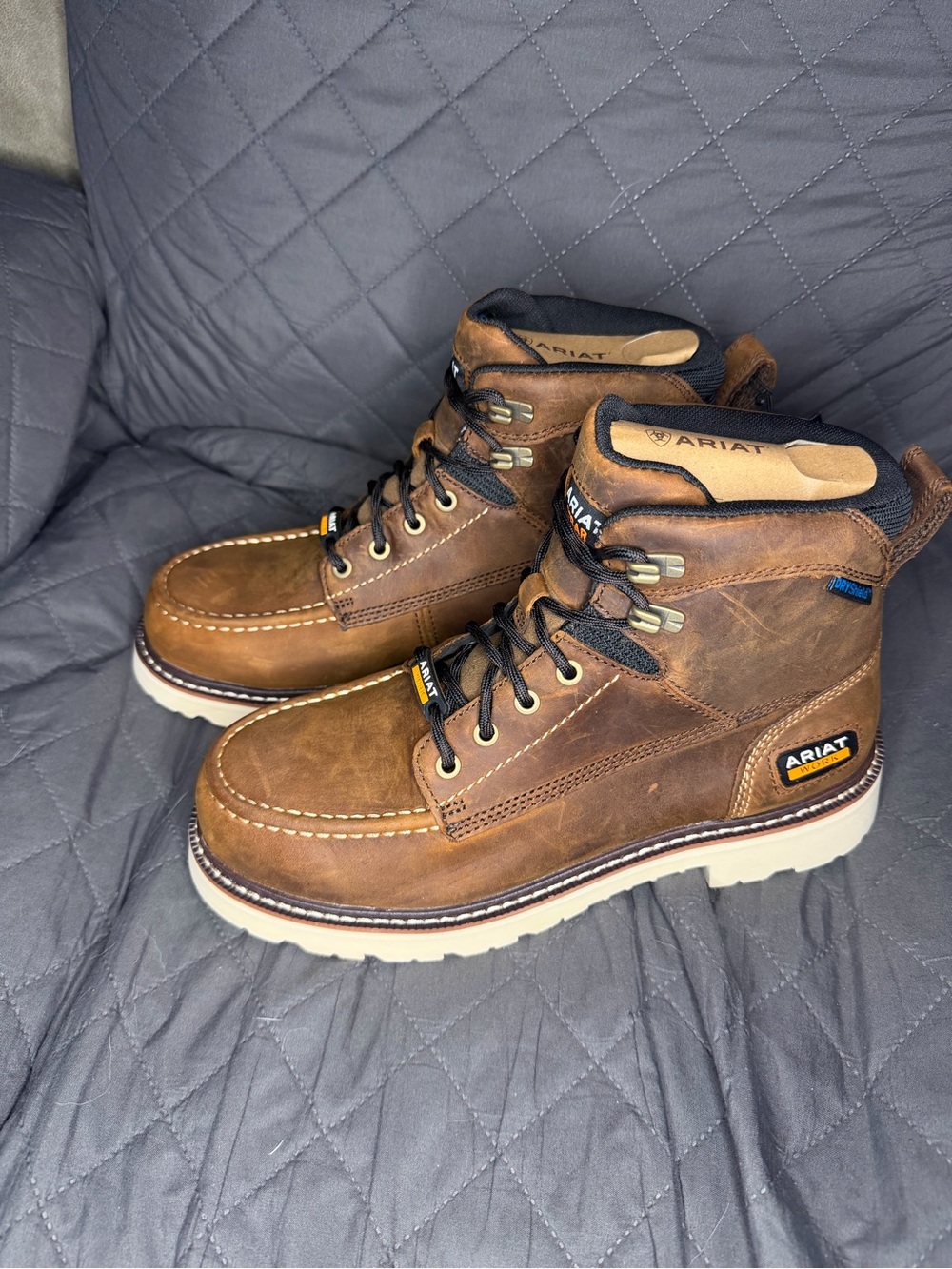 Ariat Brown Leather Waterproof Men's Work Boots